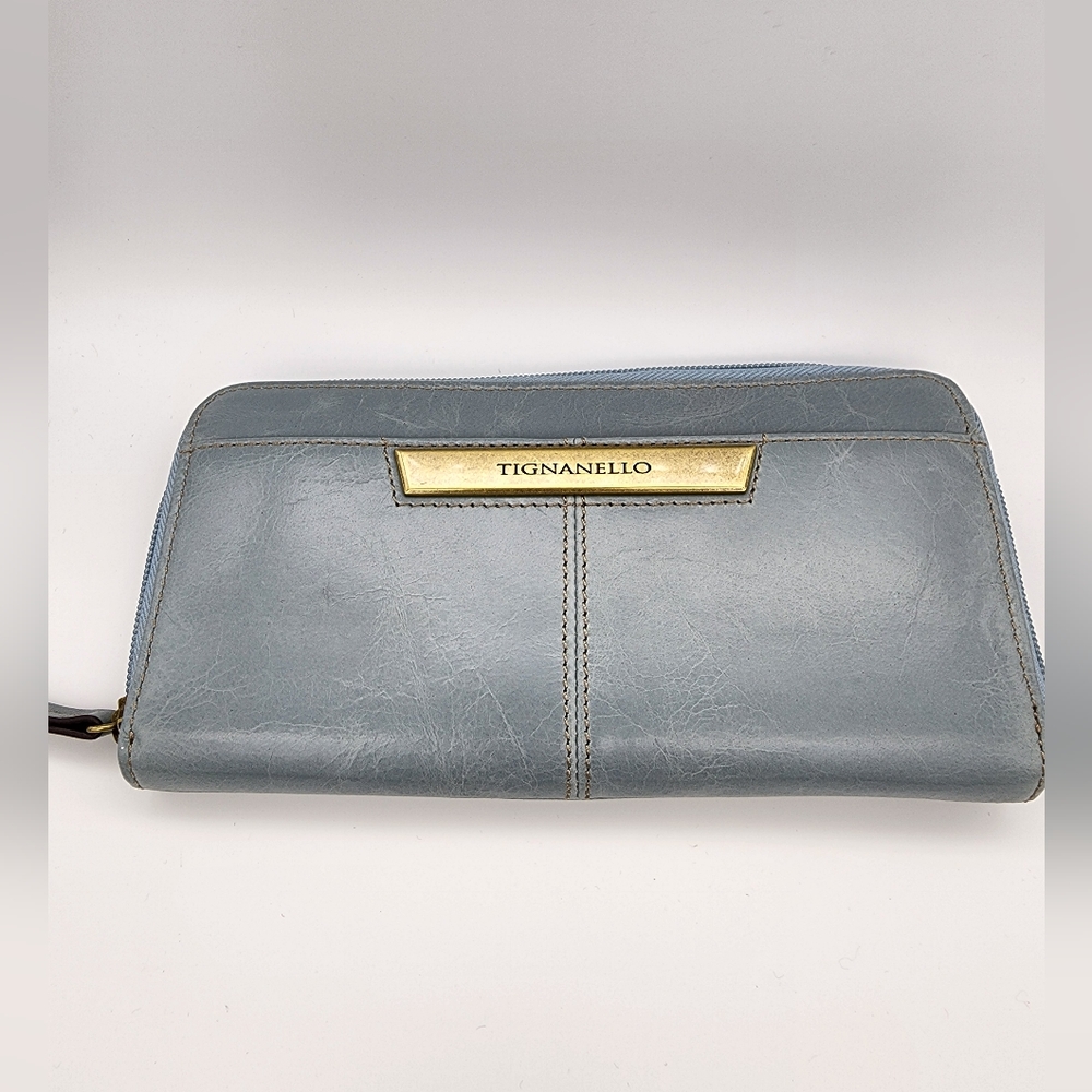 Tignanello baby blue steel blue wallet NWT